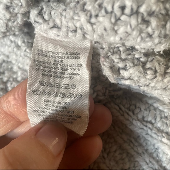 Free People grey chunky knit v neck 3/4 sleeve sweater size large - Picture 4 of 7